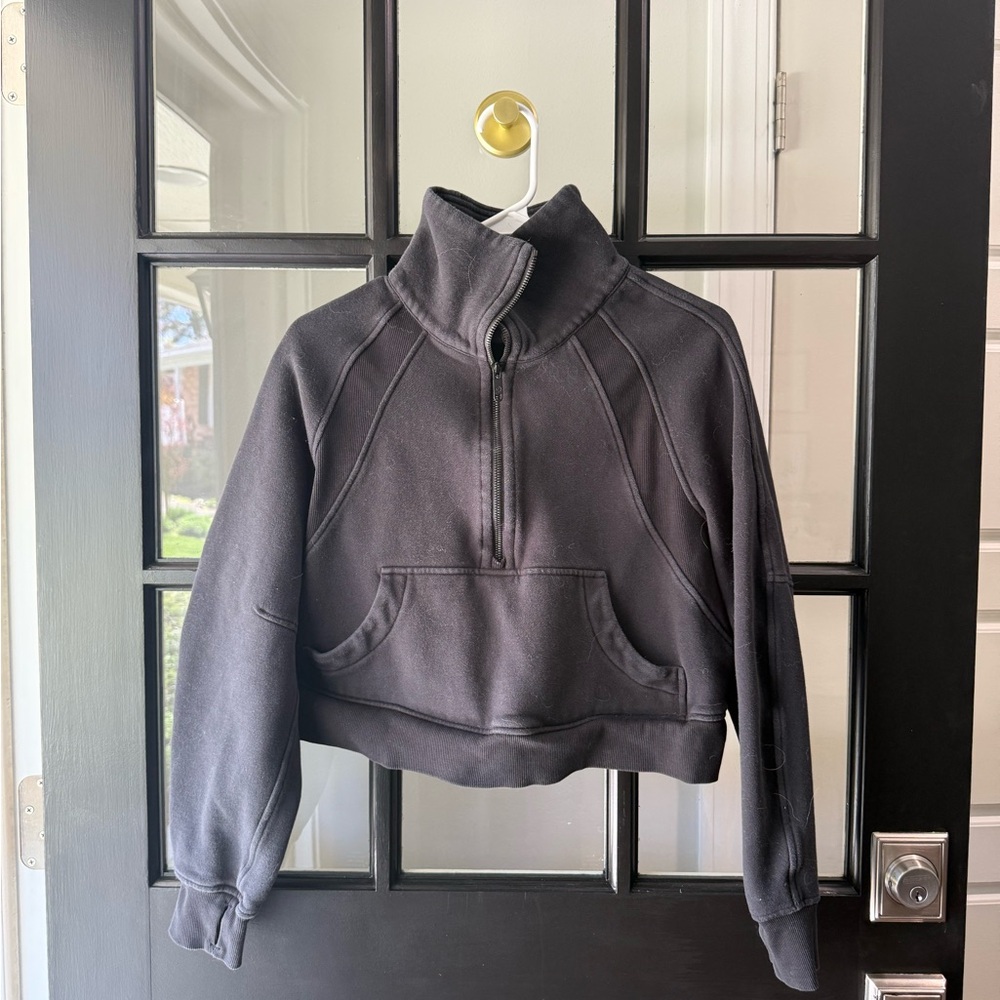 lululemon athletica Black Half-Zip Cropped Sweatshirt